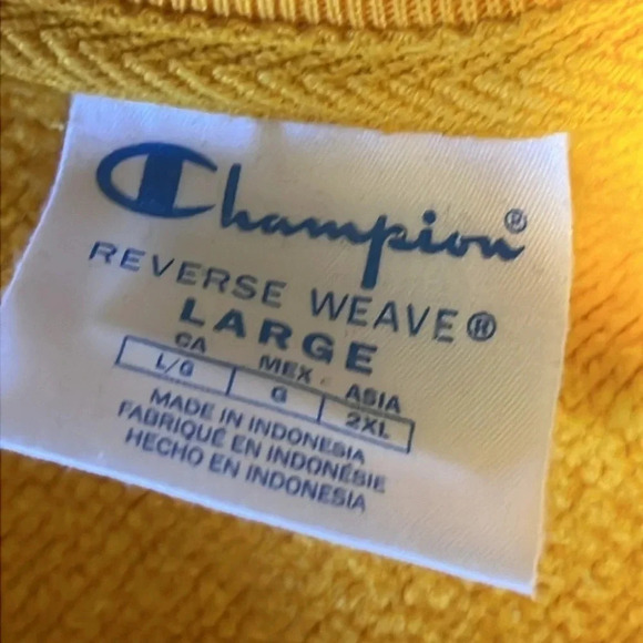 Champion Bright Yellow Sleeveless SweatShirt. Size  Large. - Picture 3 of 6